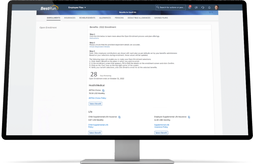 SAP SuccessFactors Global Benefits_Screen